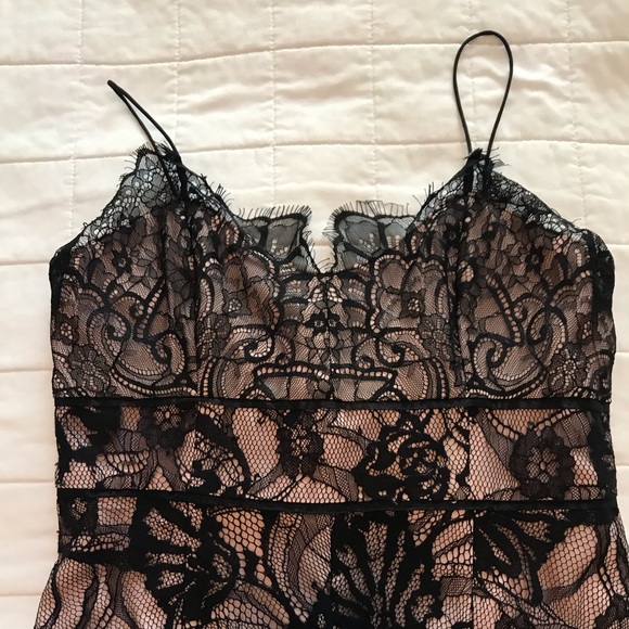 Lace lingerie fitted cocktail dress. Strappy back. - Picture 3 of 4